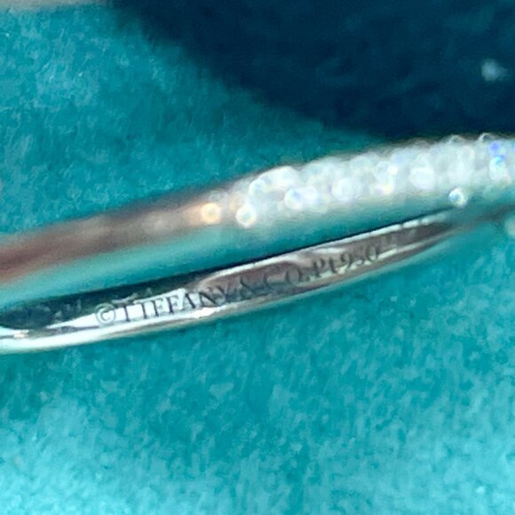 Tiffany & Co. Novo Horizon Platinum Emerald Cut & Round Diamond Ring Size 4.75 - Picture 14 of 14